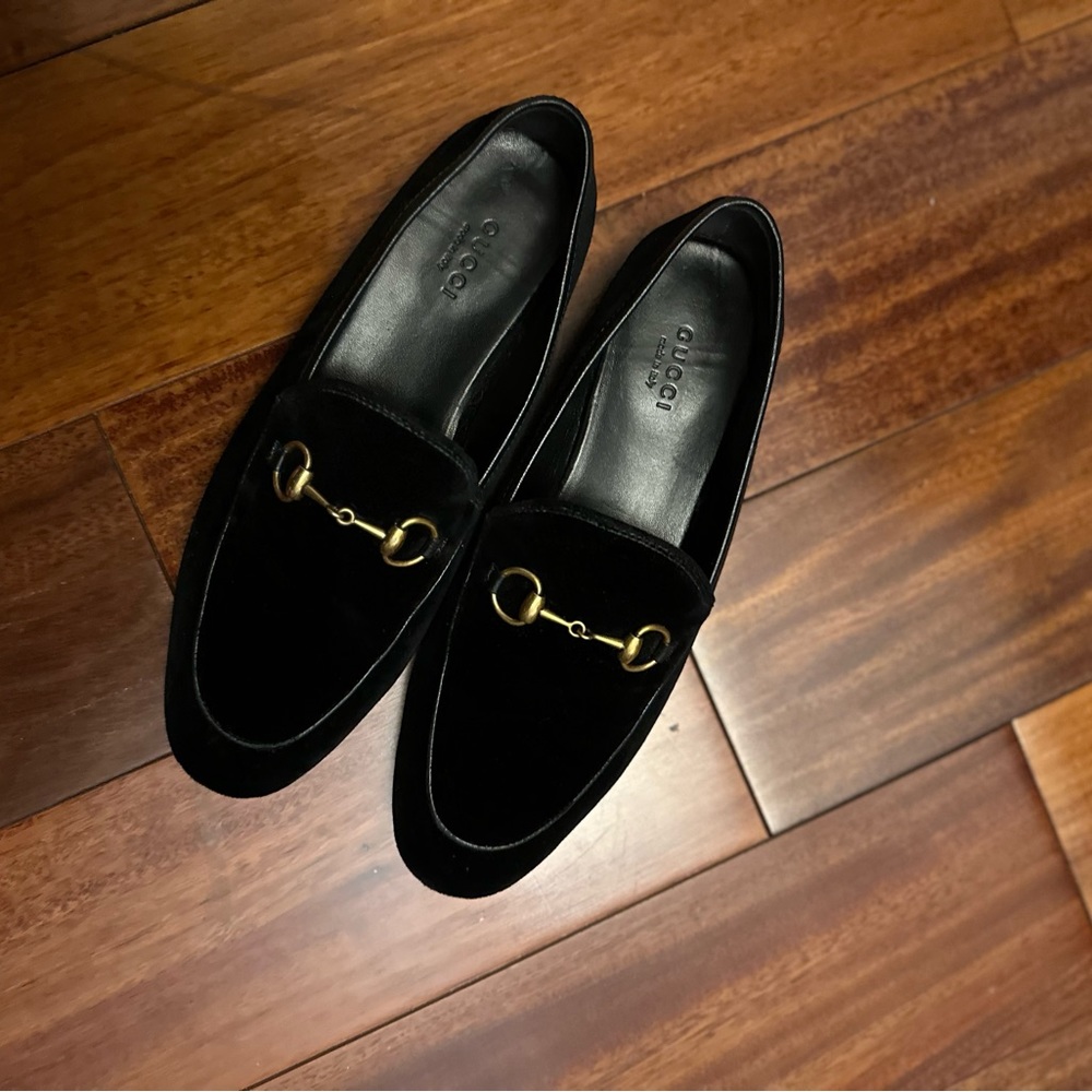 Gucci Velvet Loafer Mule Black sz 37
